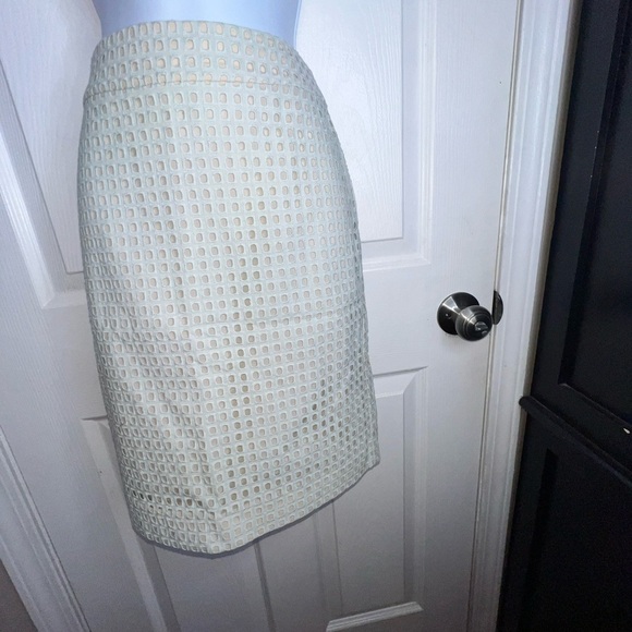 Ann Taylor Petites 2 Green Eyelet Straight Lined Pencil Skirt Suit Classic 2P - Picture 10 of 14